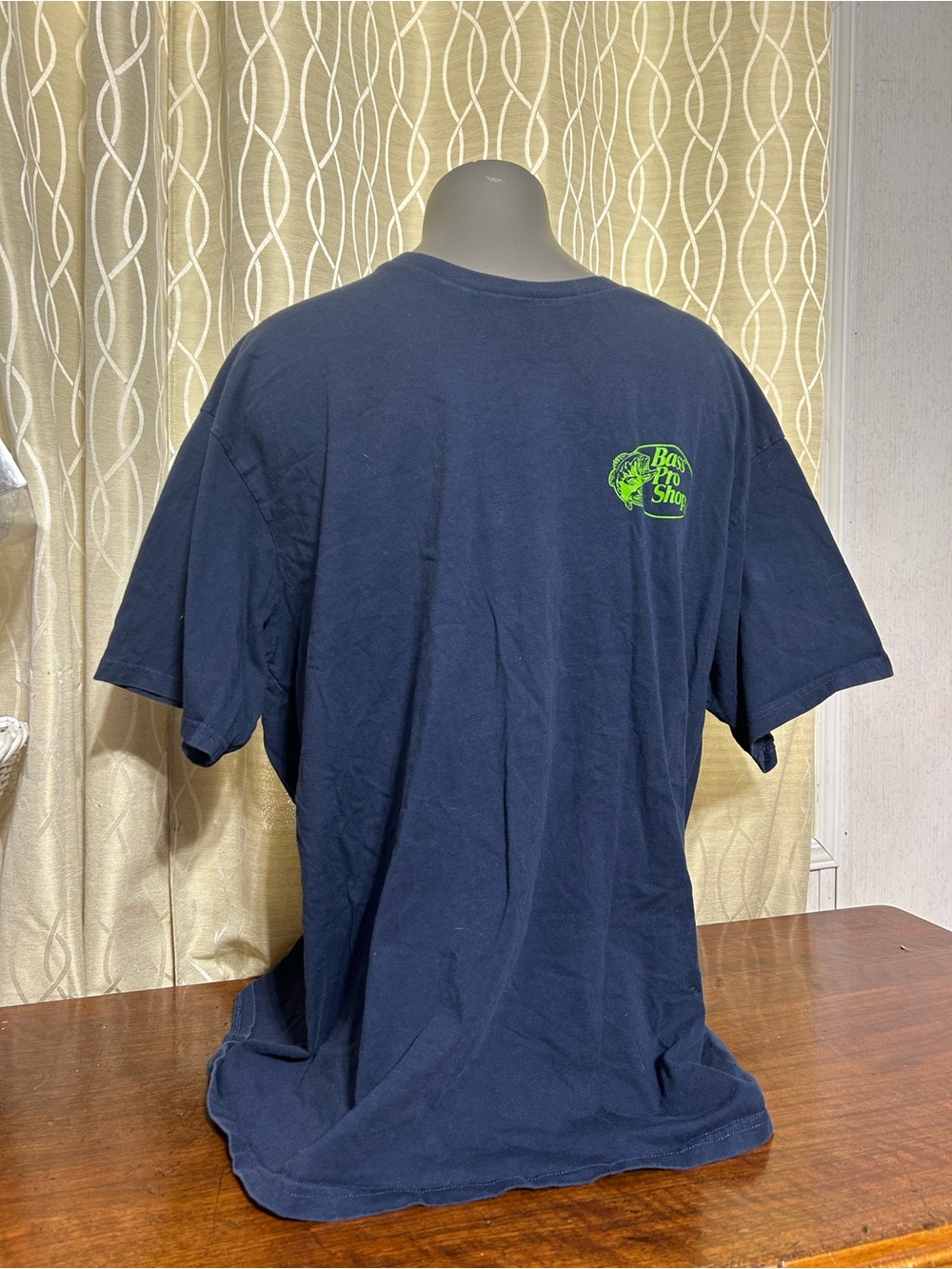 Bass Pro Shops Navy T-Shirt with Neon Green Logo